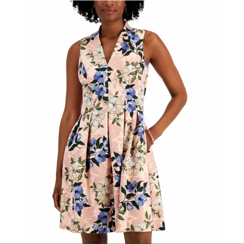 JESSICA HOWARD Blush Floral Sleeveless Party Dress